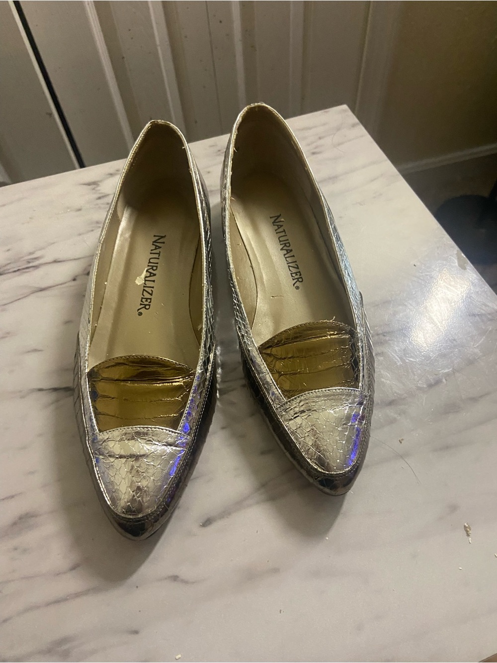 Naturalizer Women's Metallic Snakeskin Loafers - Gold/Silver - Picture 3 of 7